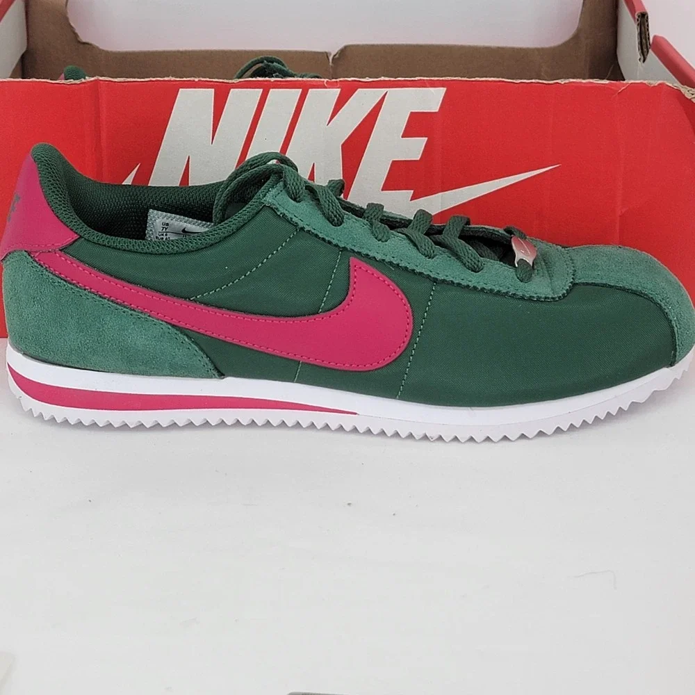 Nike Cortez TXT GS Gorge Green Wild Cherry Pink Sneakers Kids 7Y